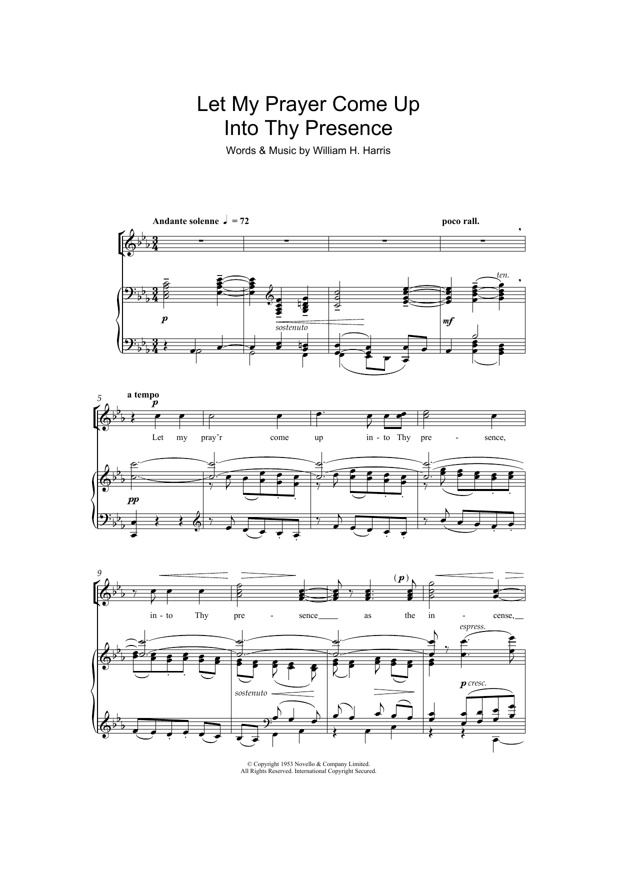William H. Harris Let My Prayer Come Up Into Thy Presence sheet music notes and chords arranged for SATB Choir