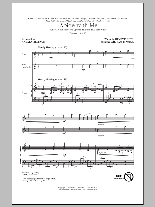 William H. Monk Abide With Me (arr. Anna Laura Page) sheet music notes and chords arranged for SATB Choir
