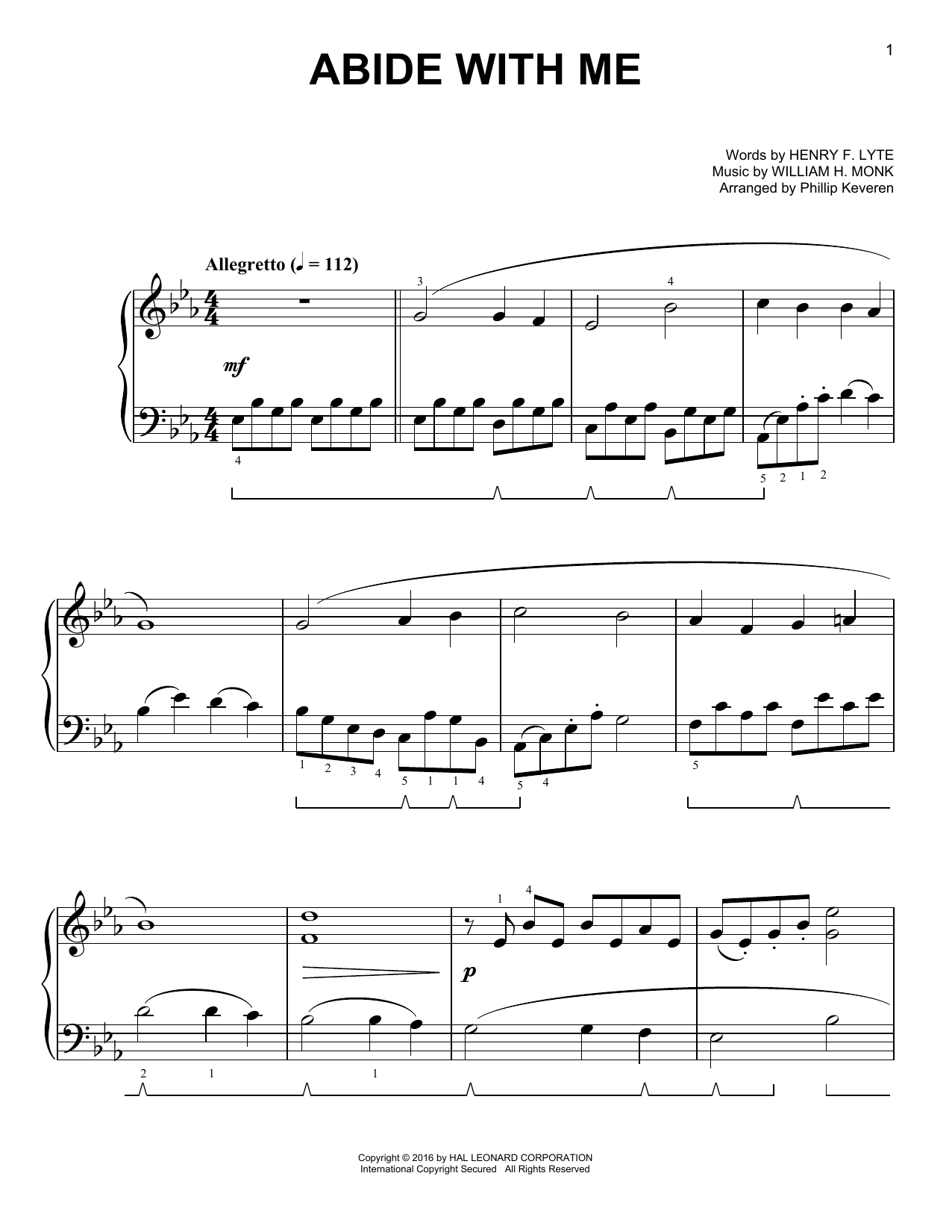 William H. Monk Abide With Me [Classical version] (arr. Phillip Keveren) sheet music notes and chords arranged for Easy Piano