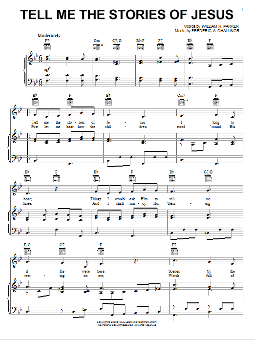 William H. Parker Tell Me The Stories Of Jesus sheet music notes and chords arranged for Piano, Vocal & Guitar Chords (Right-Hand Melody)