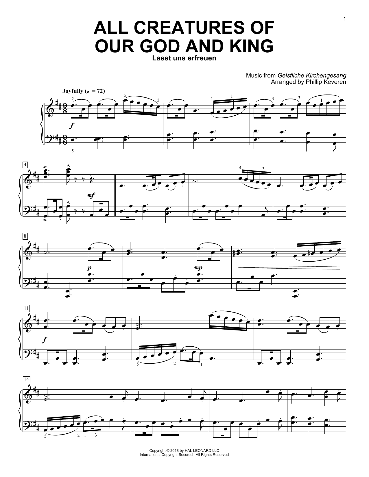 William Henry Draper All Creatures Of Our God And King (arr. Phillip Keveren) sheet music notes and chords arranged for Piano Solo