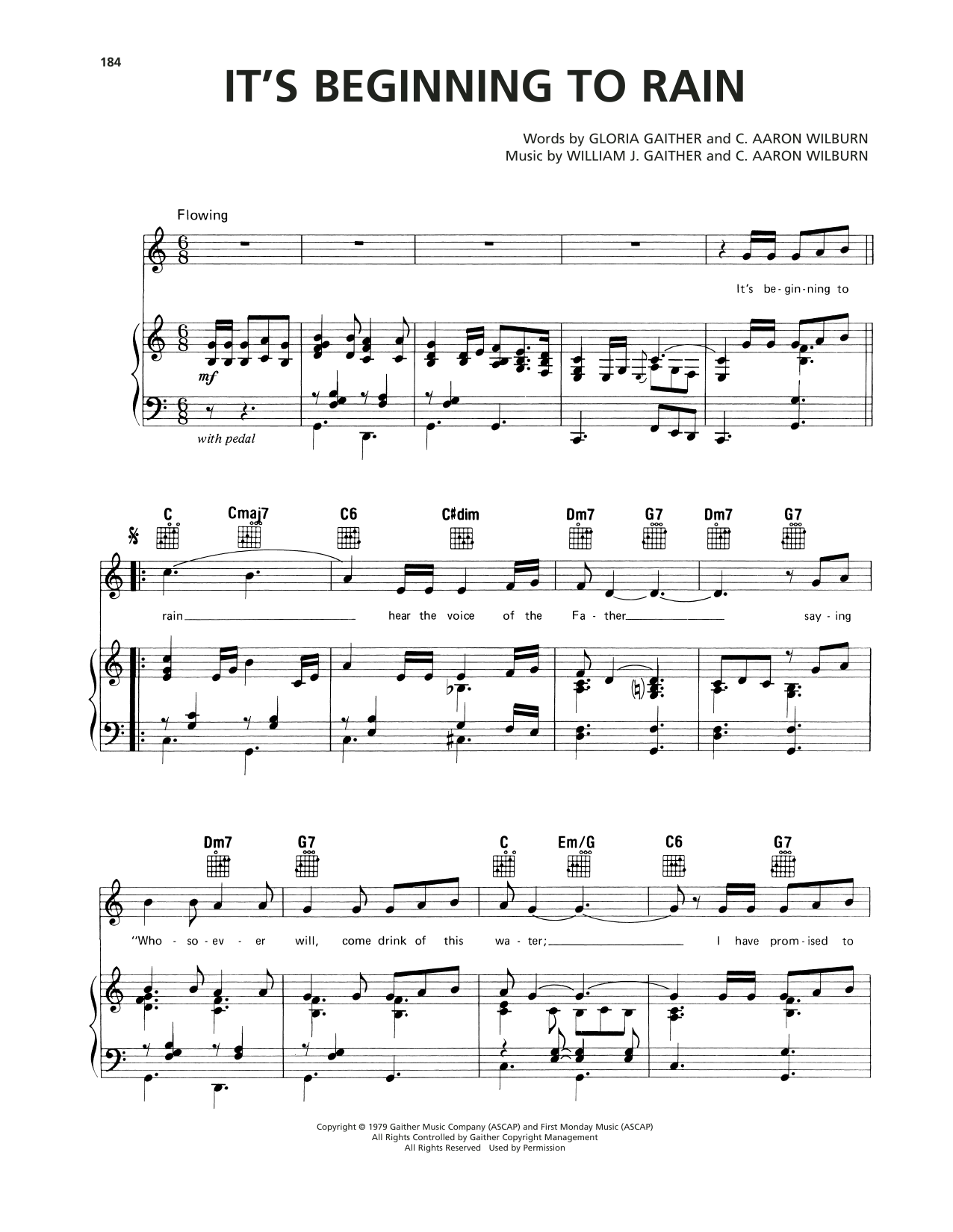 William J. Gaither It's Beginning To Rain sheet music notes and chords arranged for Piano, Vocal & Guitar Chords (Right-Hand Melody)