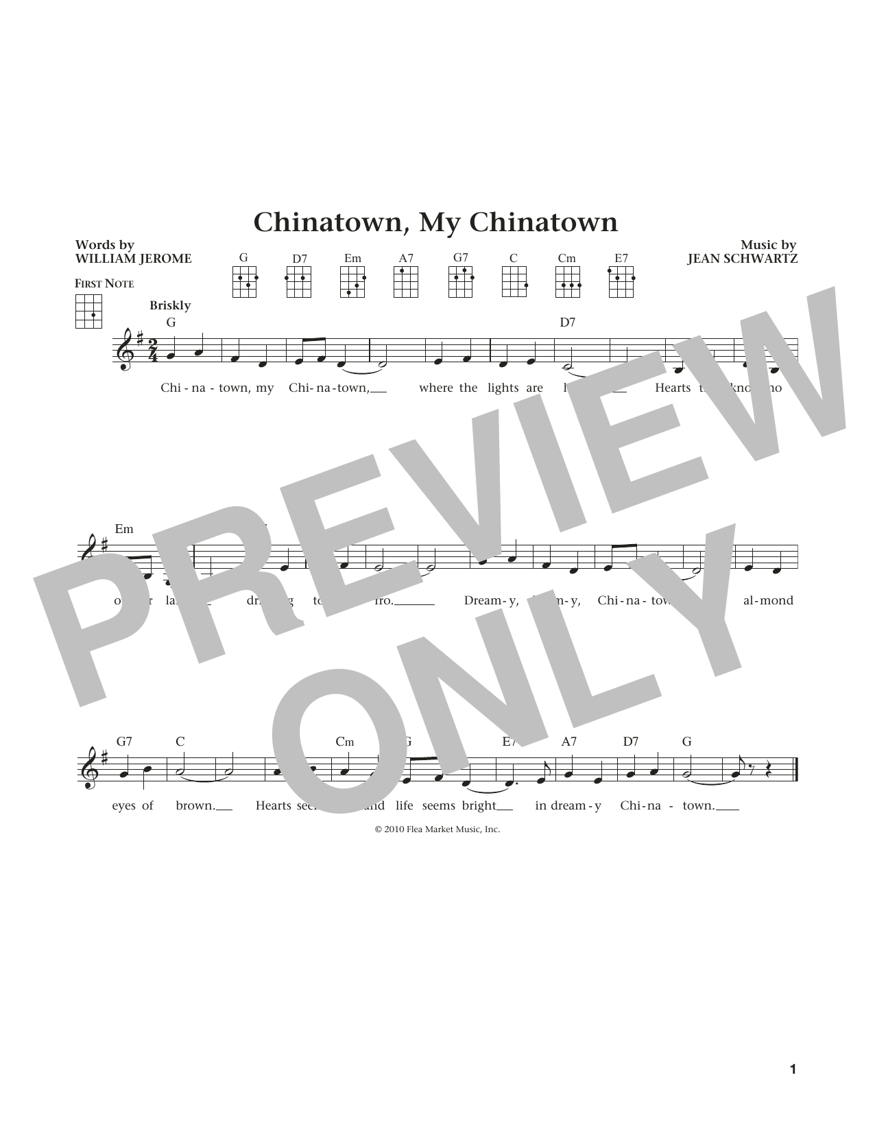 William Jerome Chinatown, My Chinatown (from The Daily Ukulele) (arr. Liz and Jim Beloff) sheet music notes and chords arranged for Ukulele