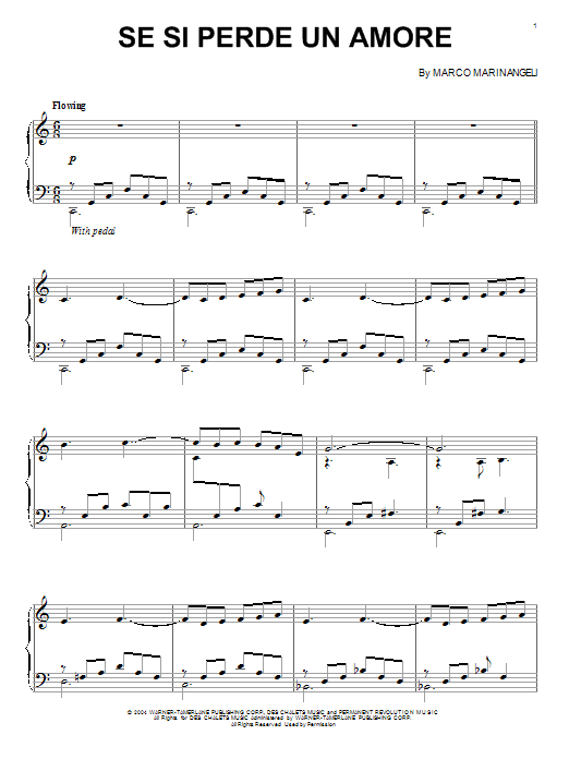 William Joseph Se Si Perde Un Amore sheet music notes and chords arranged for Piano Solo