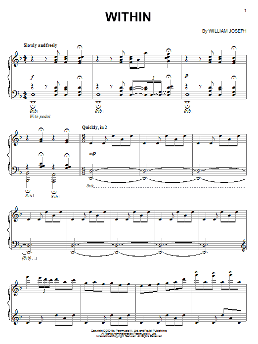 William Joseph Within sheet music notes and chords arranged for Piano Solo