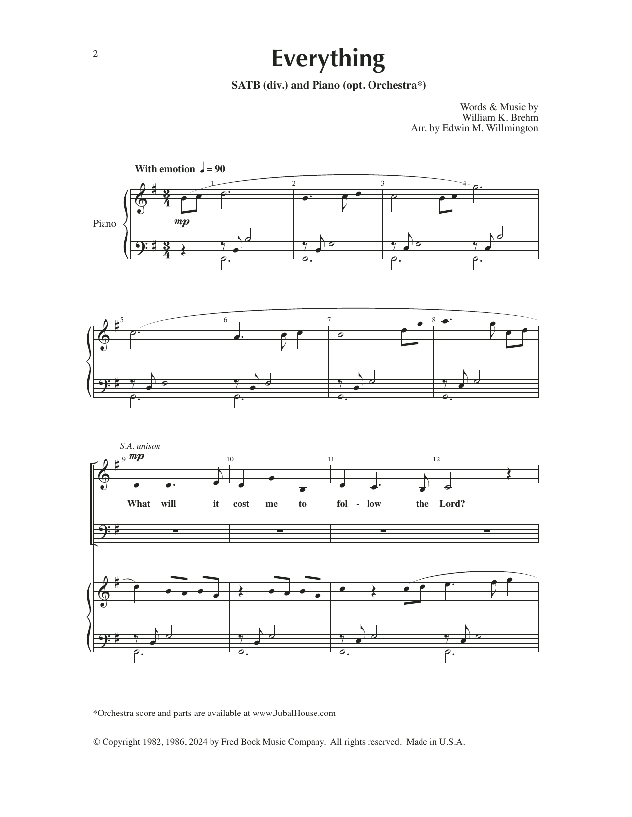 William K. Brehm Everything! (arr. Edwin M. Willmington) sheet music notes and chords arranged for SATB Choir