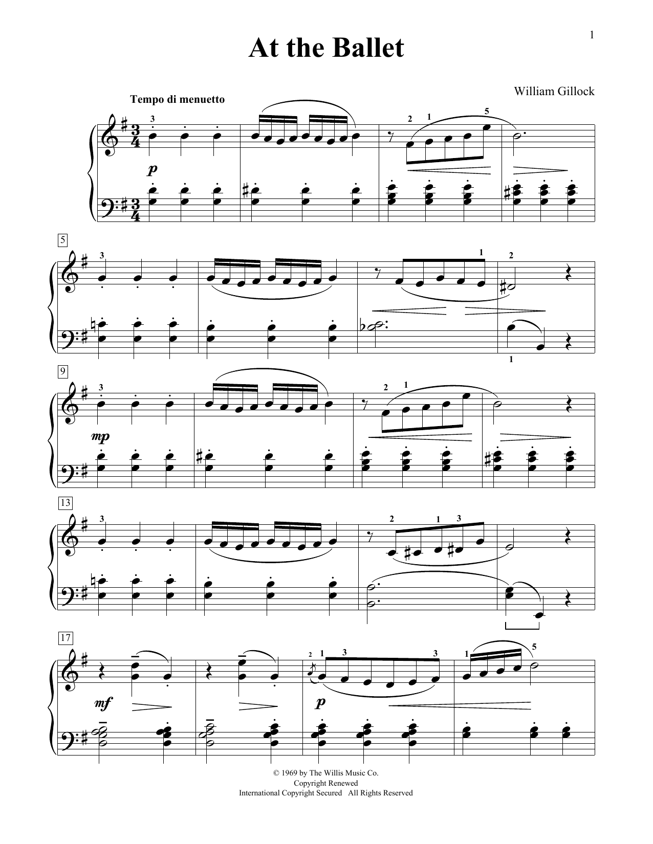 William Gillock At The Ballet sheet music notes and chords arranged for Educational Piano
