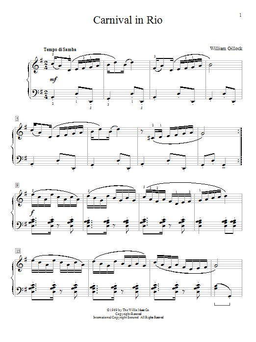 William Gillock Carnival In Rio sheet music notes and chords arranged for Educational Piano