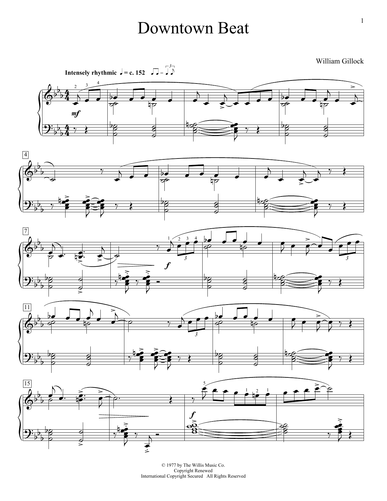 William Gillock Downtown Beat sheet music notes and chords arranged for Educational Piano