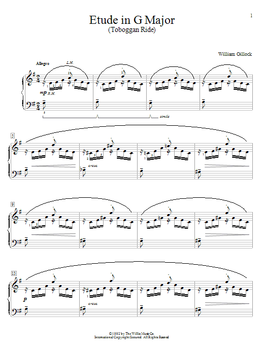William Gillock Etude In G Major (Toboggan Ride) sheet music notes and chords arranged for Educational Piano