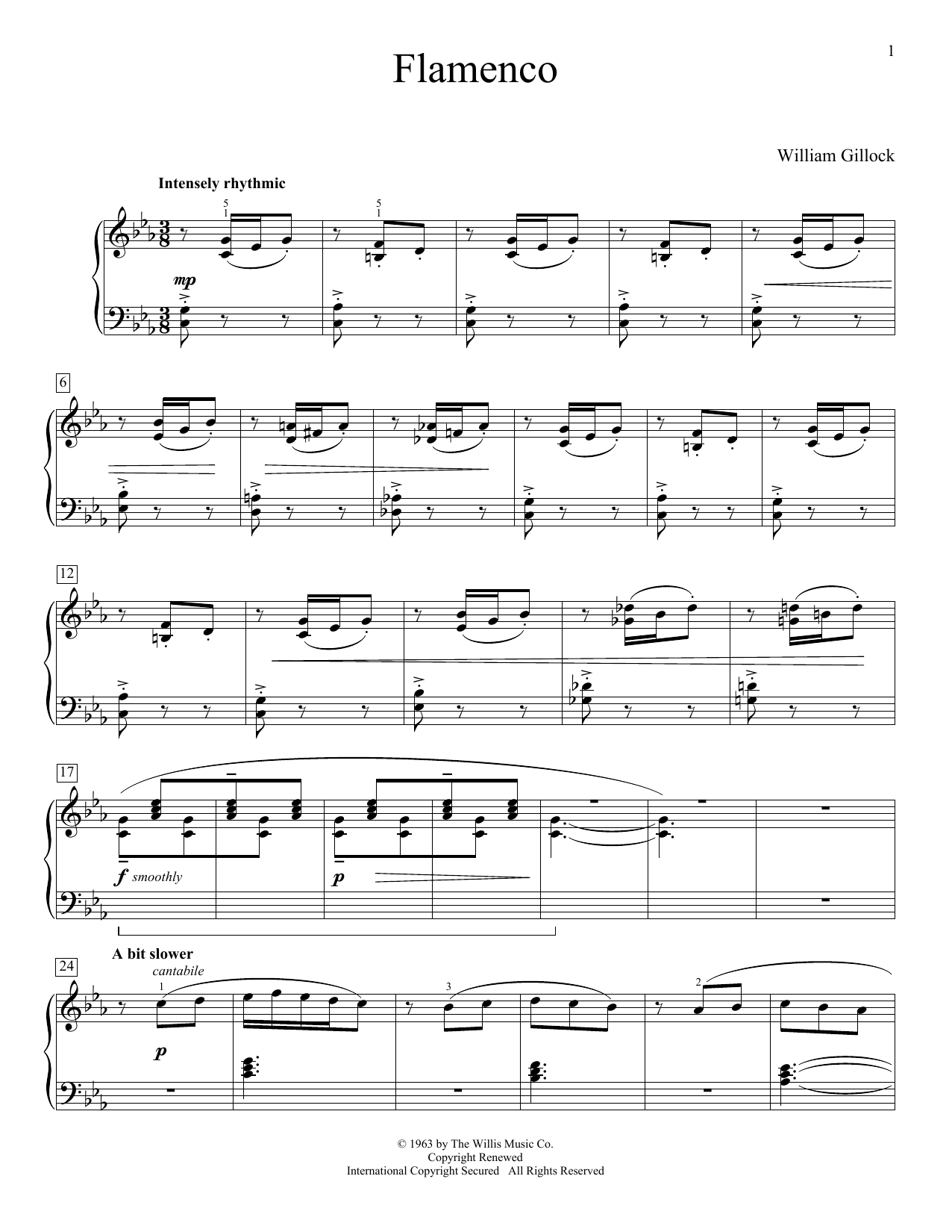 William Gillock Flamenco sheet music notes and chords arranged for Educational Piano