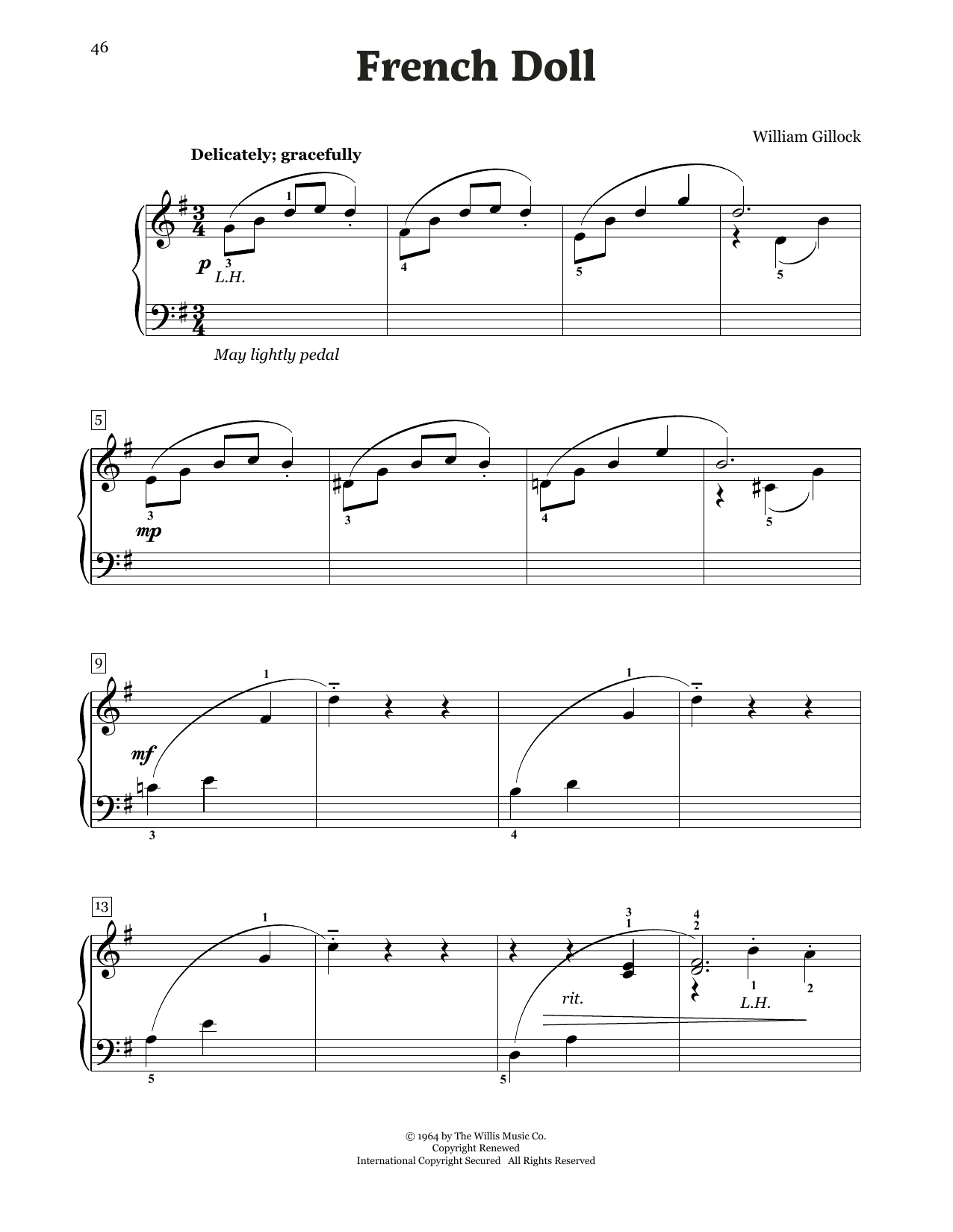 William Gillock French Doll sheet music notes and chords arranged for Educational Piano