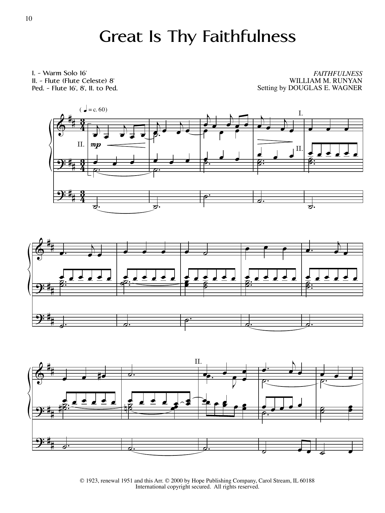 William M. Runyan Great is They Faithfulness sheet music notes and chords arranged for Organ