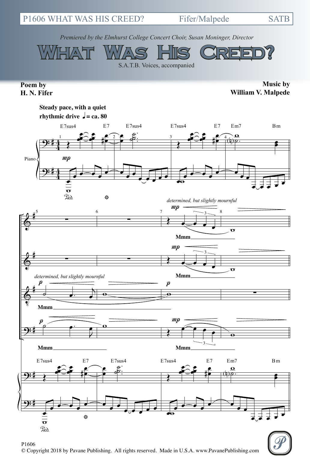 William Malpede What Was His Creed sheet music notes and chords arranged for SATB Choir