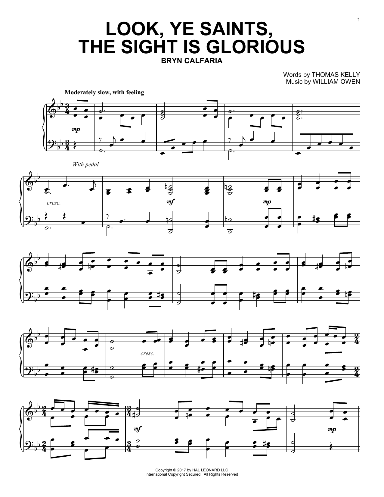 William Owen Look, Ye Saints, The Sight Is Glorious sheet music notes and chords arranged for Piano Solo