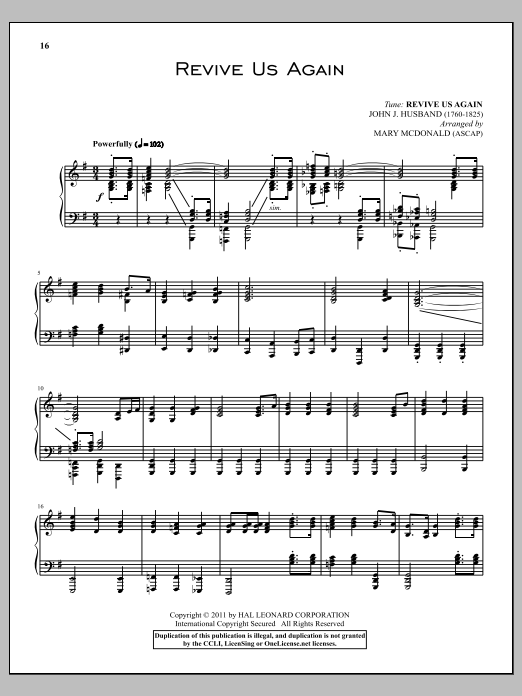 William P. MacKay Revive Us Again sheet music notes and chords arranged for Piano Solo