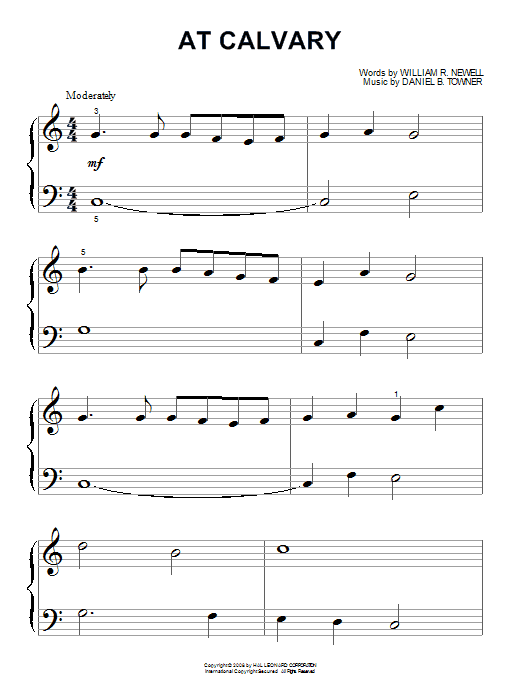 William R. Newell At Calvary sheet music notes and chords arranged for Piano, Vocal & Guitar Chords (Right-Hand Melody)