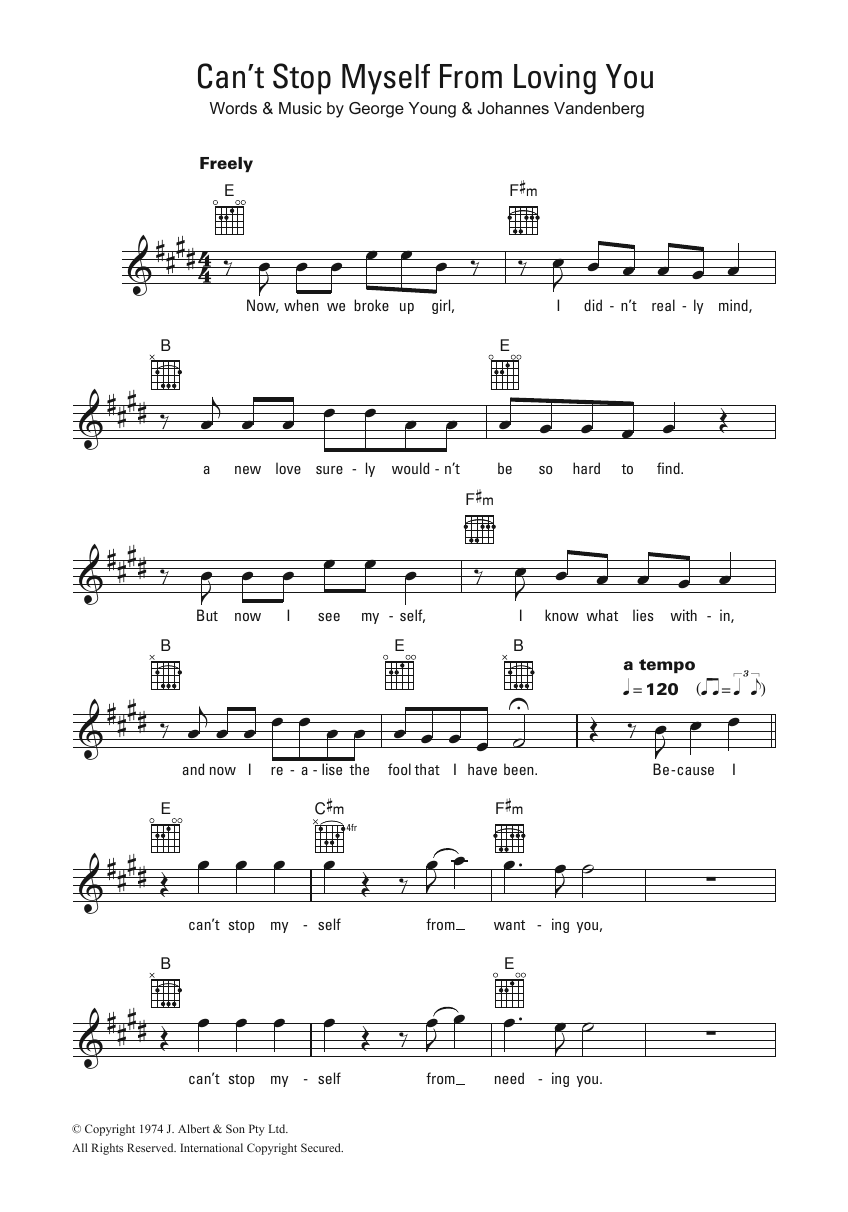 William Shakespeare Can't Stop Myself From Loving You sheet music notes and chords arranged for Lead Sheet / Fake Book