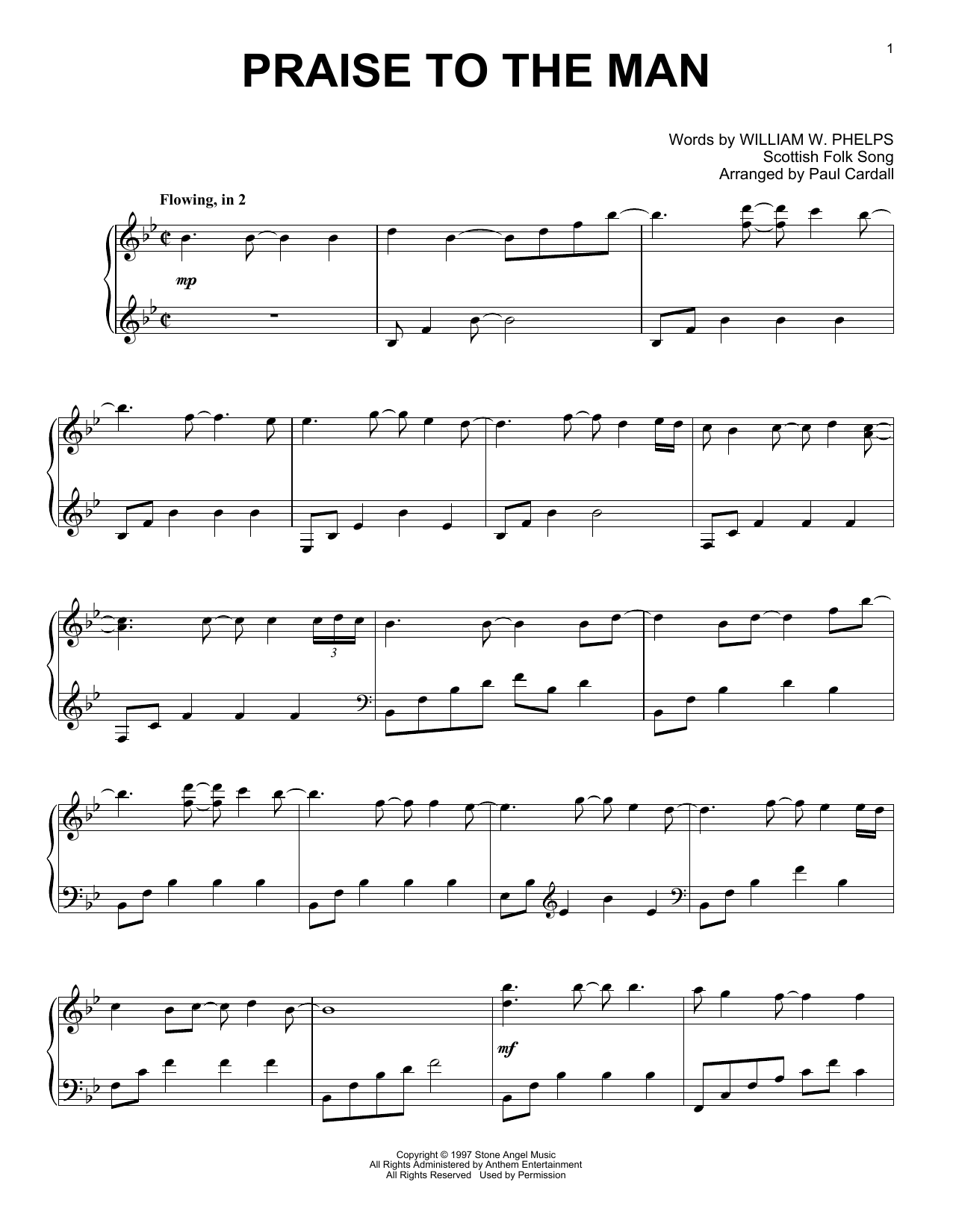 William W. Phelps Praise To The Man (arr. Paul Cardall) sheet music notes and chords arranged for Piano Solo