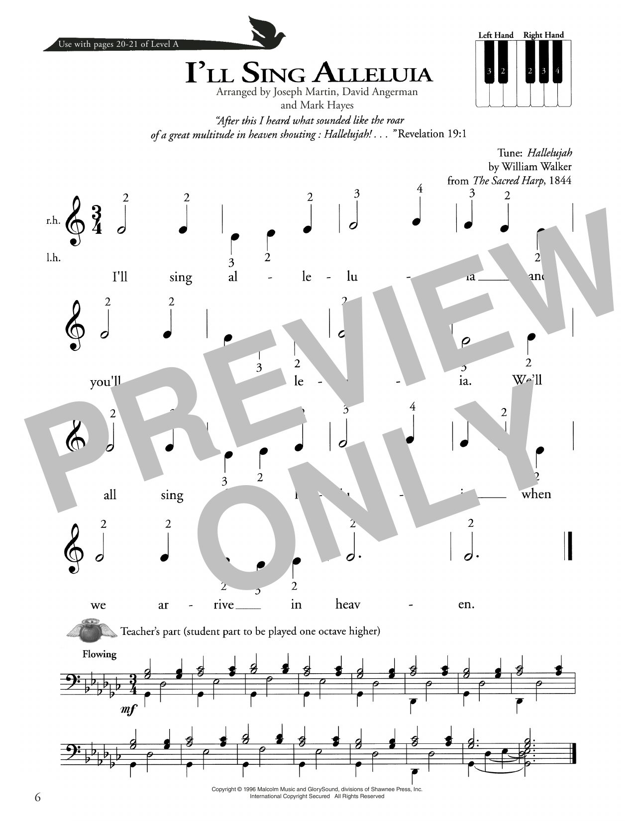 William Walker I'll Sing Alleluia sheet music notes and chords arranged for Piano Method