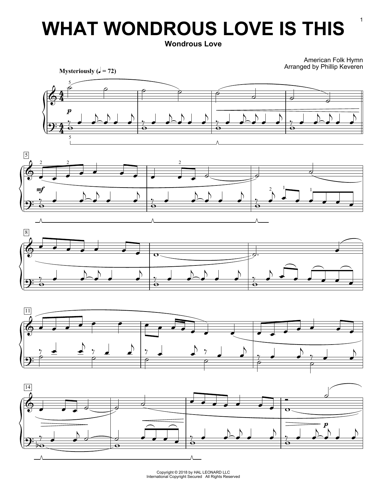William Walker What Wondrous Love Is This (arr. Phillip Keveren) sheet music notes and chords arranged for Piano Solo