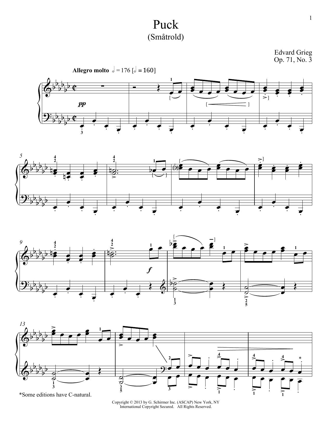 William Westney Puck (Smatrold), Op. 71, No. 3 sheet music notes and chords arranged for Piano Solo