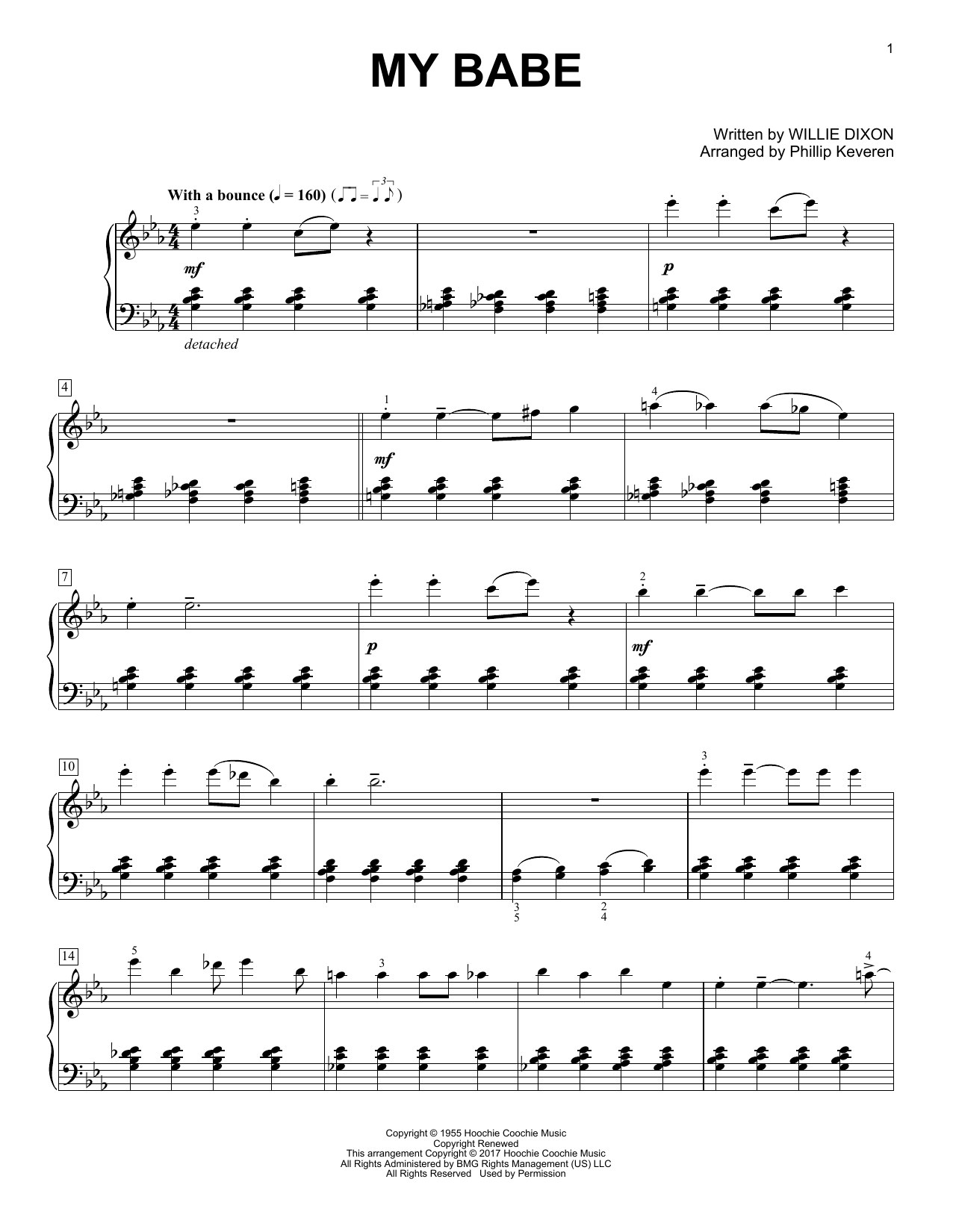 Willie Dixon My Babe (arr. Phillip Keveren) sheet music notes and chords arranged for Piano Solo