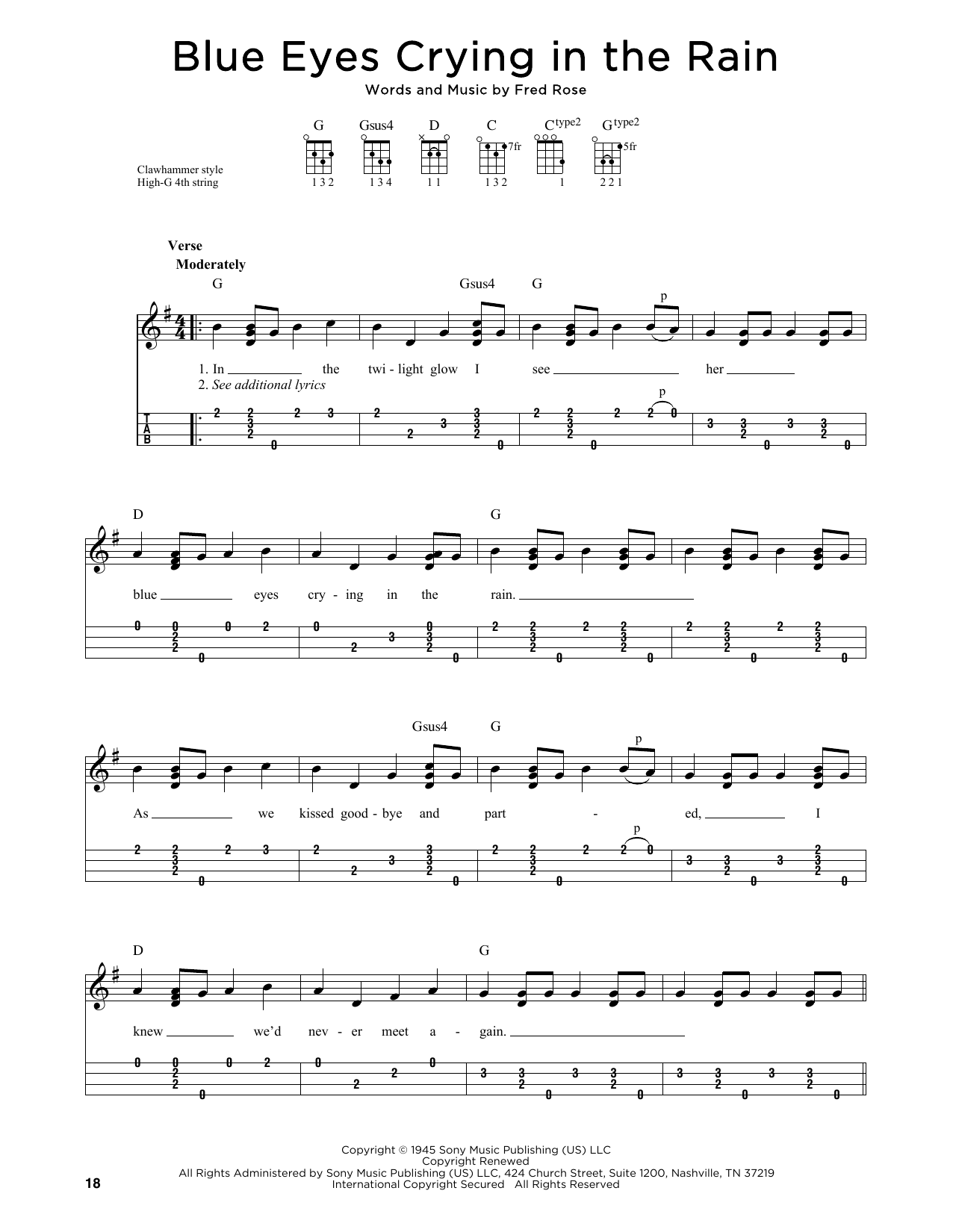 Willie Nelson Blue Eyes Crying In The Rain (arr. Jim Schustedt) sheet music notes and chords arranged for Ukulele