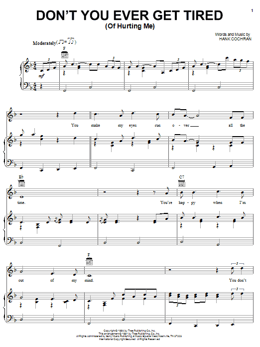 Willie Nelson Don't You Ever Get Tired (Of Hurting Me) sheet music notes and chords arranged for Piano, Vocal & Guitar Chords (Right-Hand Melody)