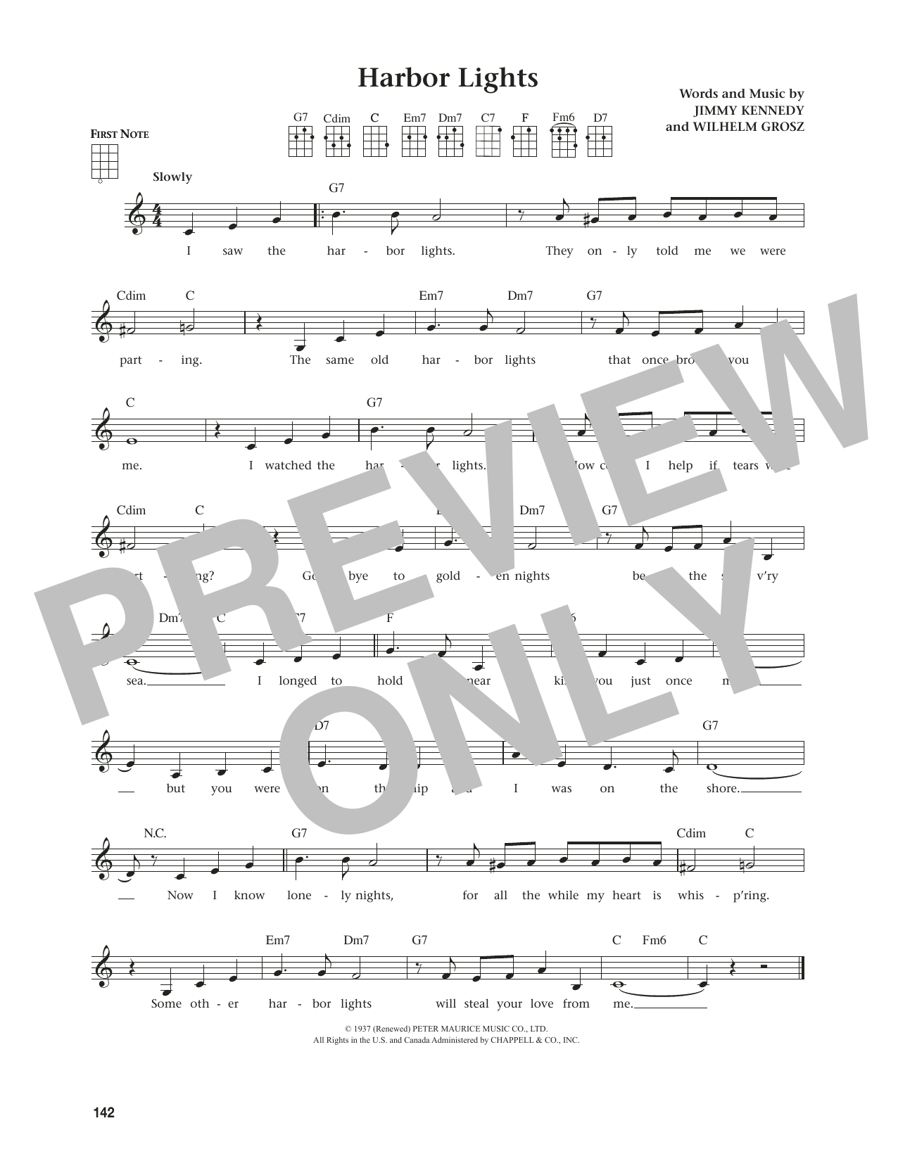 Willie Nelson Harbor Lights (from The Daily Ukulele) (arr. Jim Beloff) sheet music notes and chords arranged for Ukulele