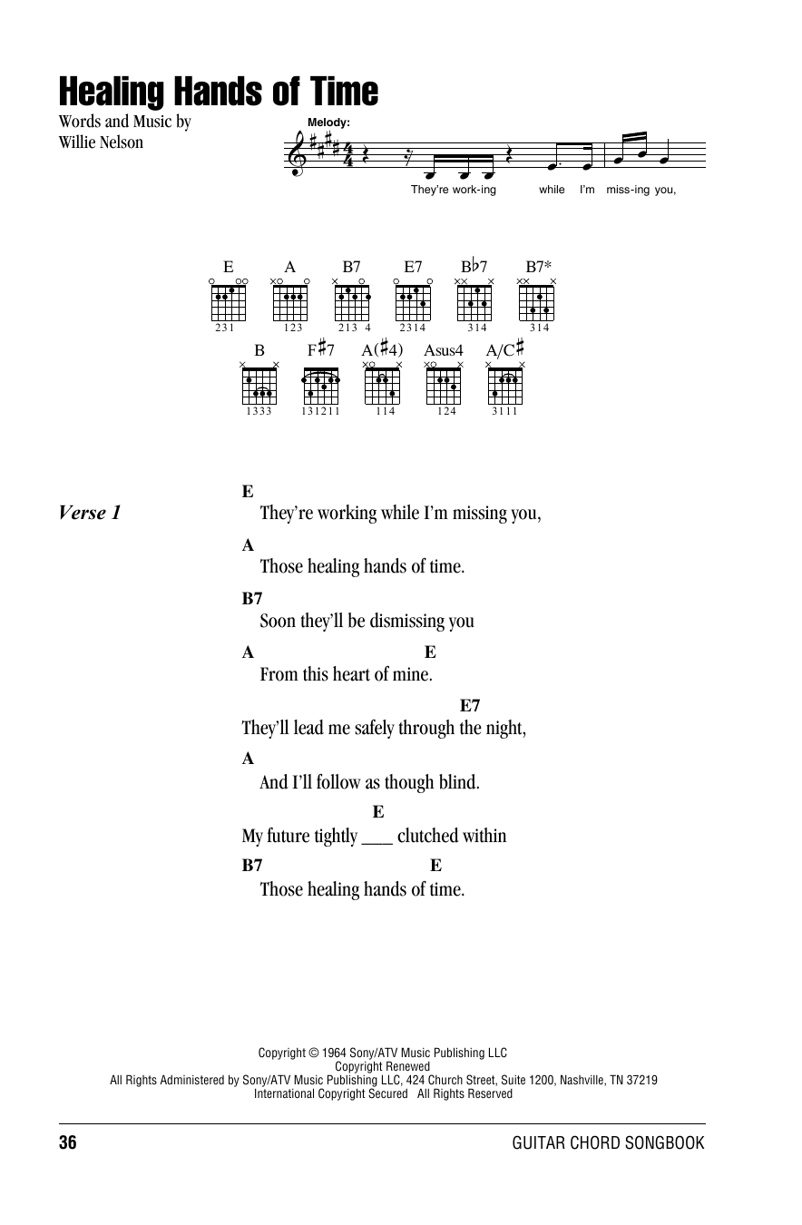 Willie Nelson Healing Hands Of Time sheet music notes and chords arranged for Guitar Chords/Lyrics