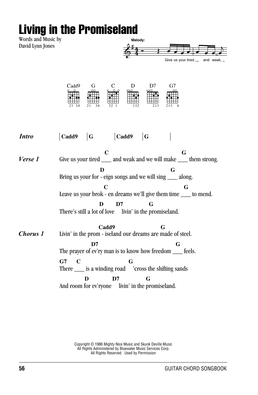 Willie Nelson Living In The Promiseland sheet music notes and chords arranged for Guitar Chords/Lyrics