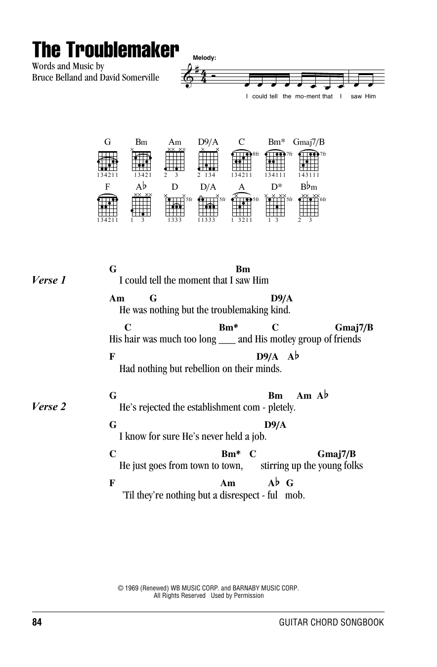 Willie Nelson The Troublemaker sheet music notes and chords arranged for Guitar Chords/Lyrics