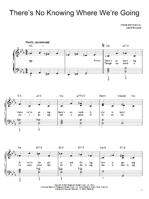 Willy Wonka There's No Knowing Where We're Going sheet music notes and chords arranged for Easy Piano