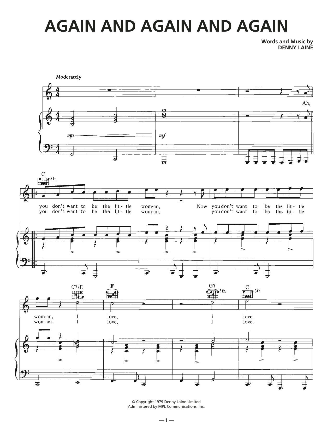 Wings Again And Again And Again sheet music notes and chords arranged for Piano, Vocal & Guitar Chords (Right-Hand Melody)