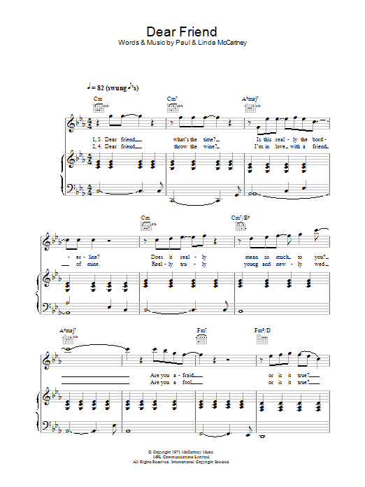 Wings Dear Friend sheet music notes and chords arranged for Guitar Chords/Lyrics