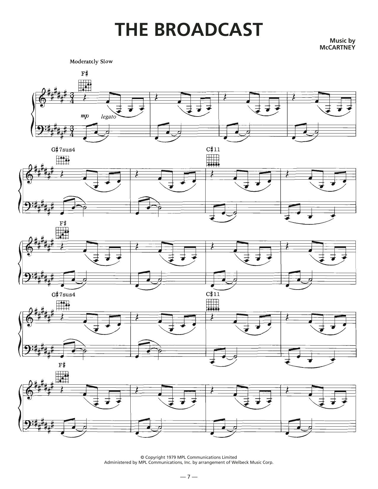 Wings The Broadcast sheet music notes and chords arranged for Piano, Vocal & Guitar Chords (Right-Hand Melody)