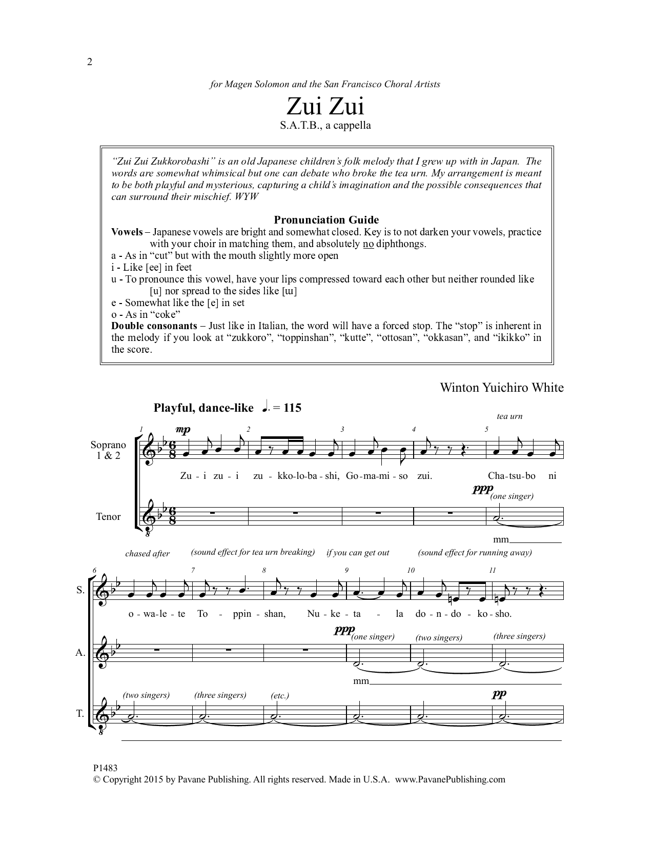 Winton Yuichiro White Zui Zui sheet music notes and chords arranged for SATB Choir