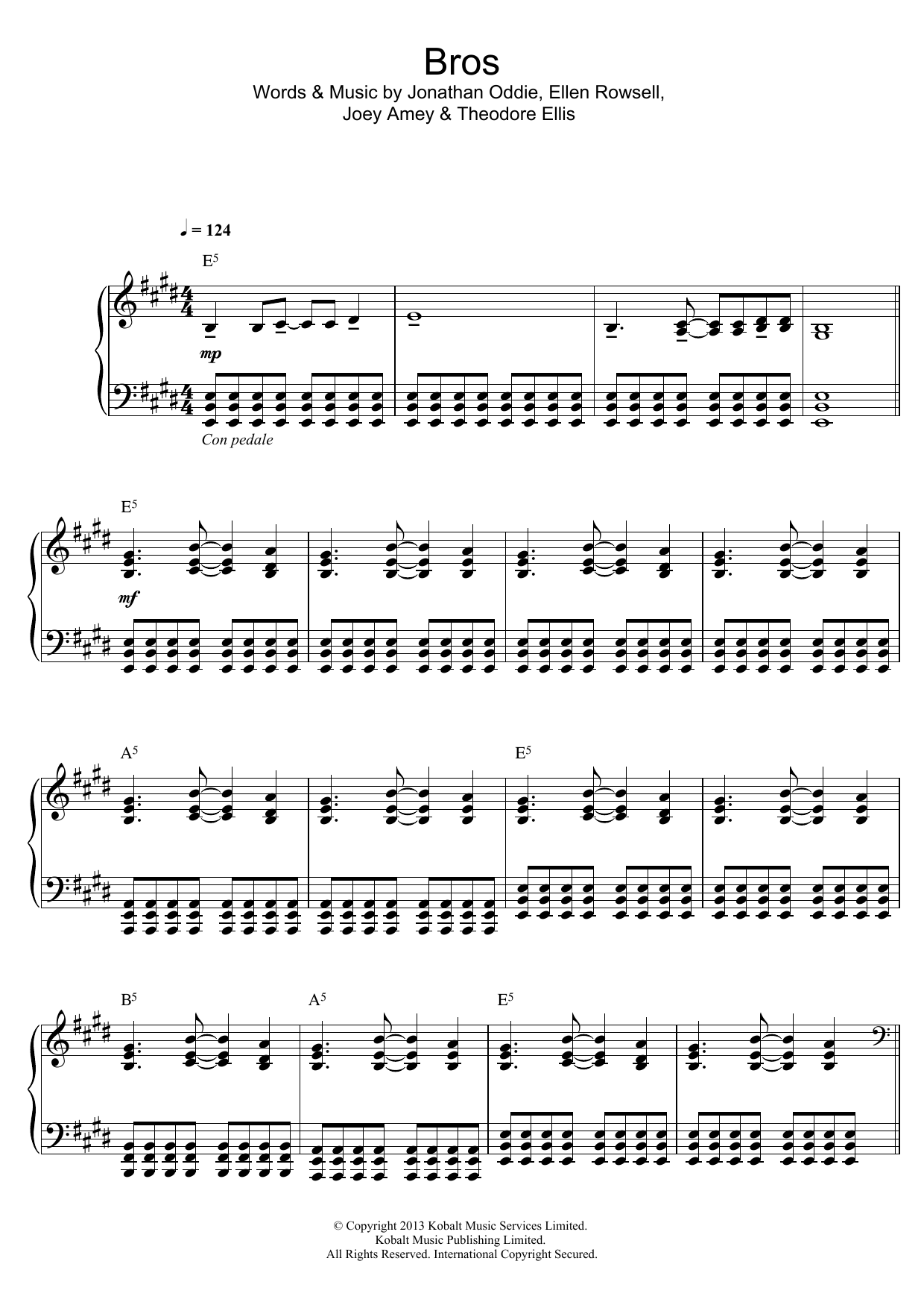 Wolf Alice Bros sheet music notes and chords arranged for Piano & Vocal