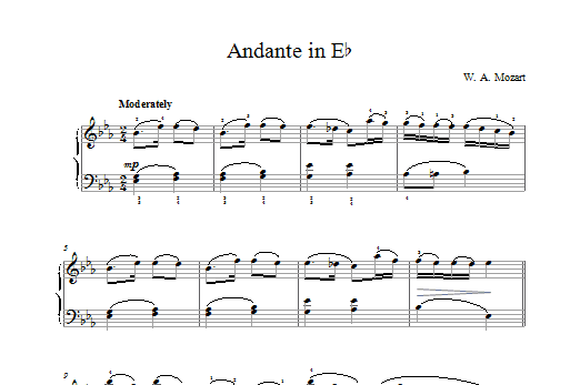 Wolfgang Amadeus Mozart Andante in Eb sheet music notes and chords arranged for Piano Solo