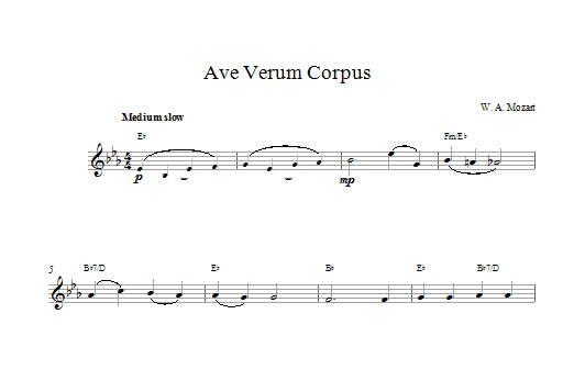 Wolfgang Amadeus Mozart Avernum sheet music notes and chords arranged for Lead Sheet / Fake Book