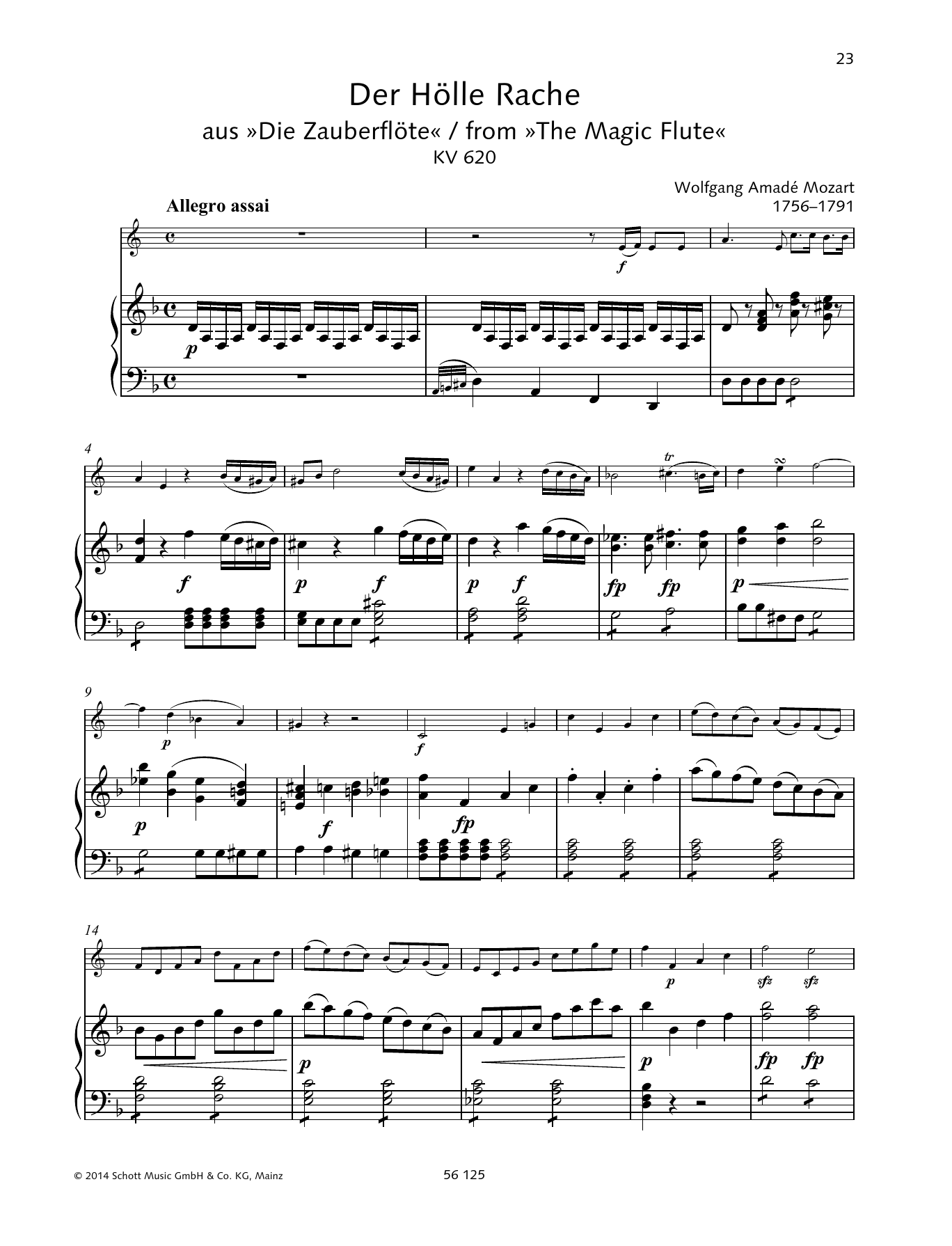 Wolfgang Amadeus Mozart Der Hölle Rache sheet music notes and chords arranged for Brass Solo
