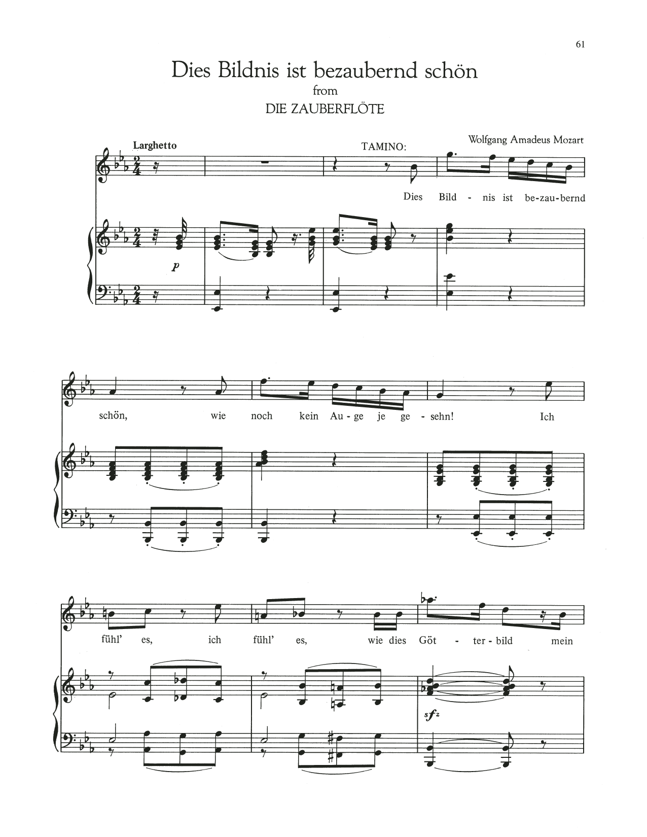 Wolfgang Amadeus Mozart Dies Bildnis Ist Bezaubernd Schon sheet music notes and chords arranged for Piano & Vocal
