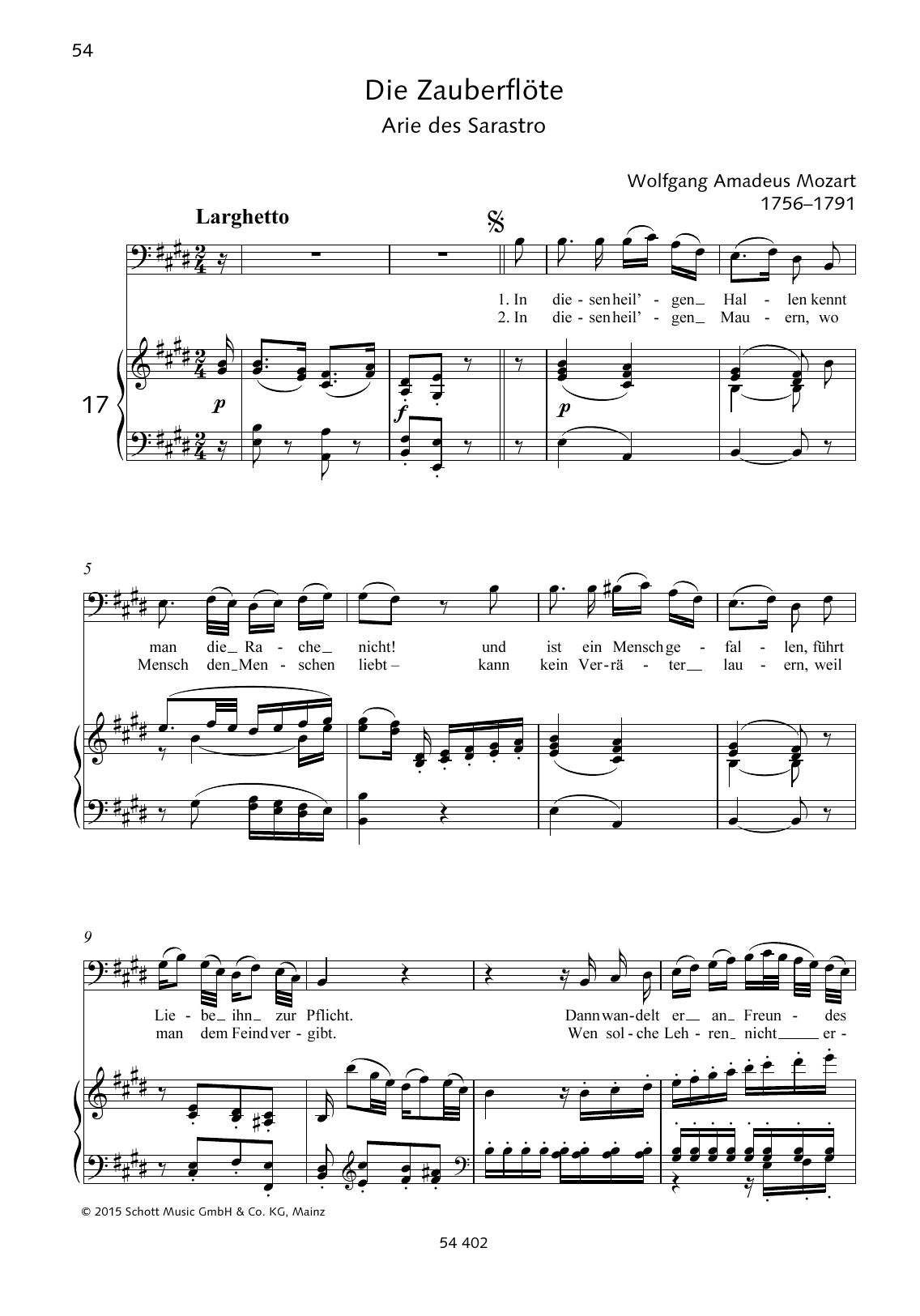 Wolfgang Amadeus Mozart In diesen heil'gen Hallen sheet music notes and chords arranged for Piano & Vocal