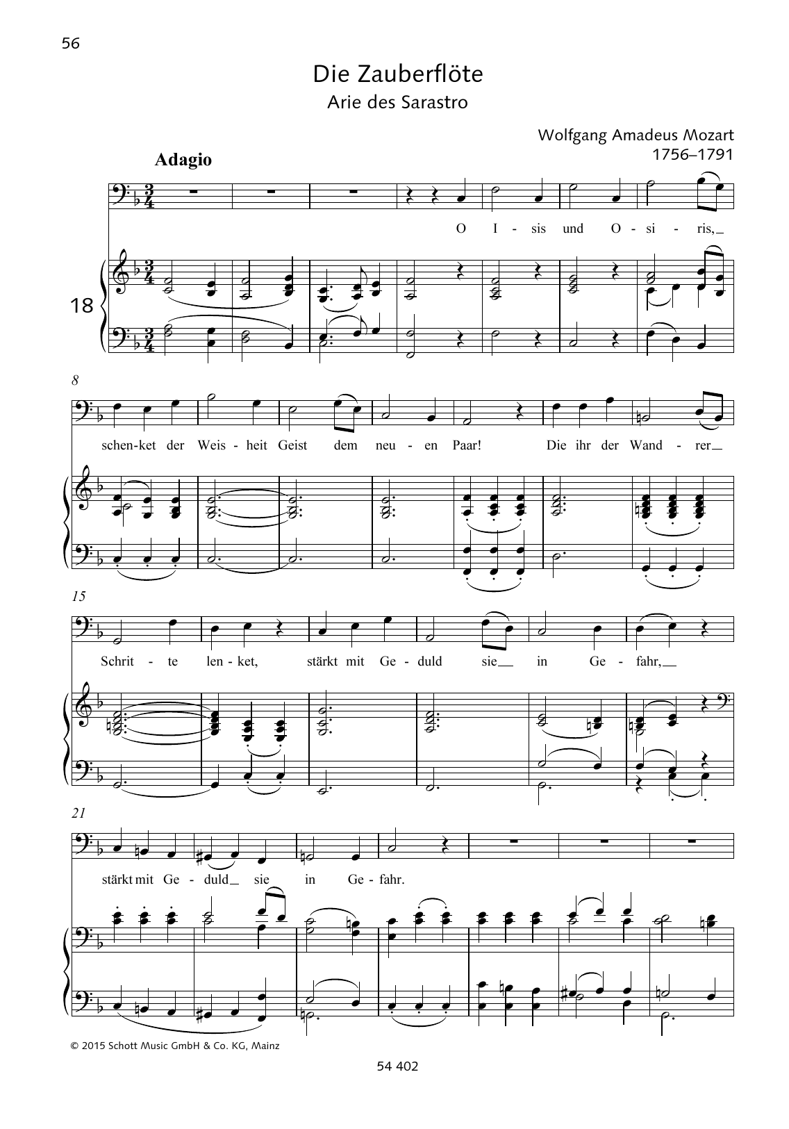Wolfgang Amadeus Mozart O Isis Und Osiris sheet music notes and chords arranged for Piano & Vocal