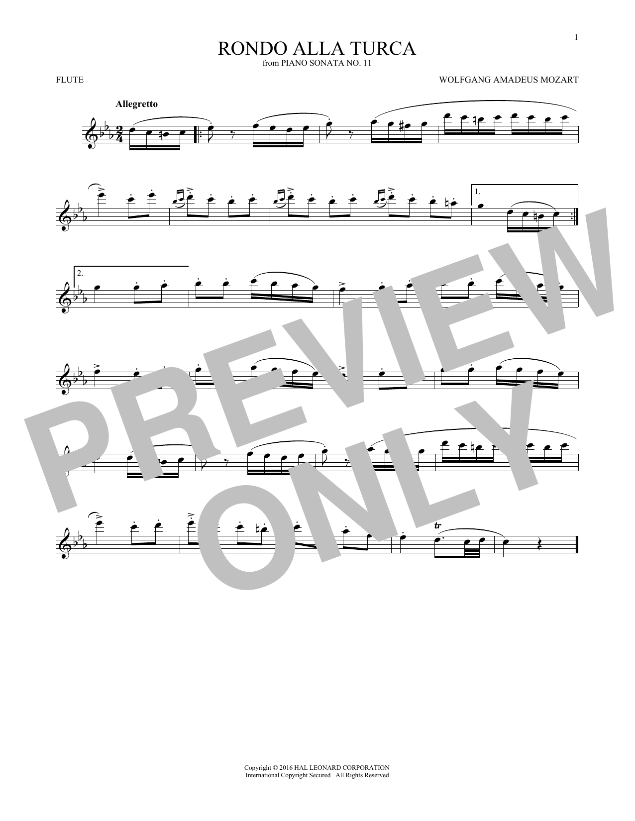 Wolfgang Amadeus Mozart Rondo Alla Turca sheet music notes and chords arranged for Alto Sax Solo