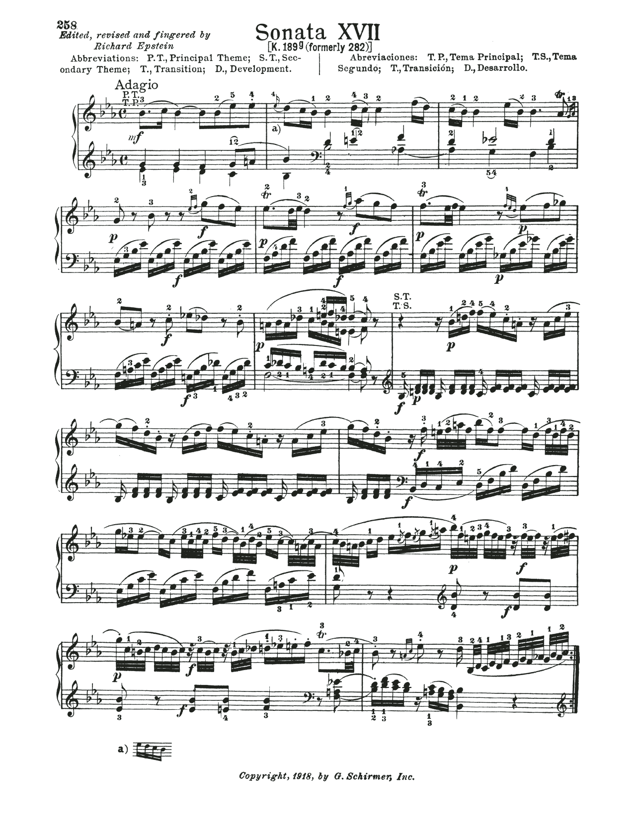 Wolfgang Amadeus Mozart Sonata In E-Flat Major, K. 282 sheet music notes and chords arranged for Piano Solo