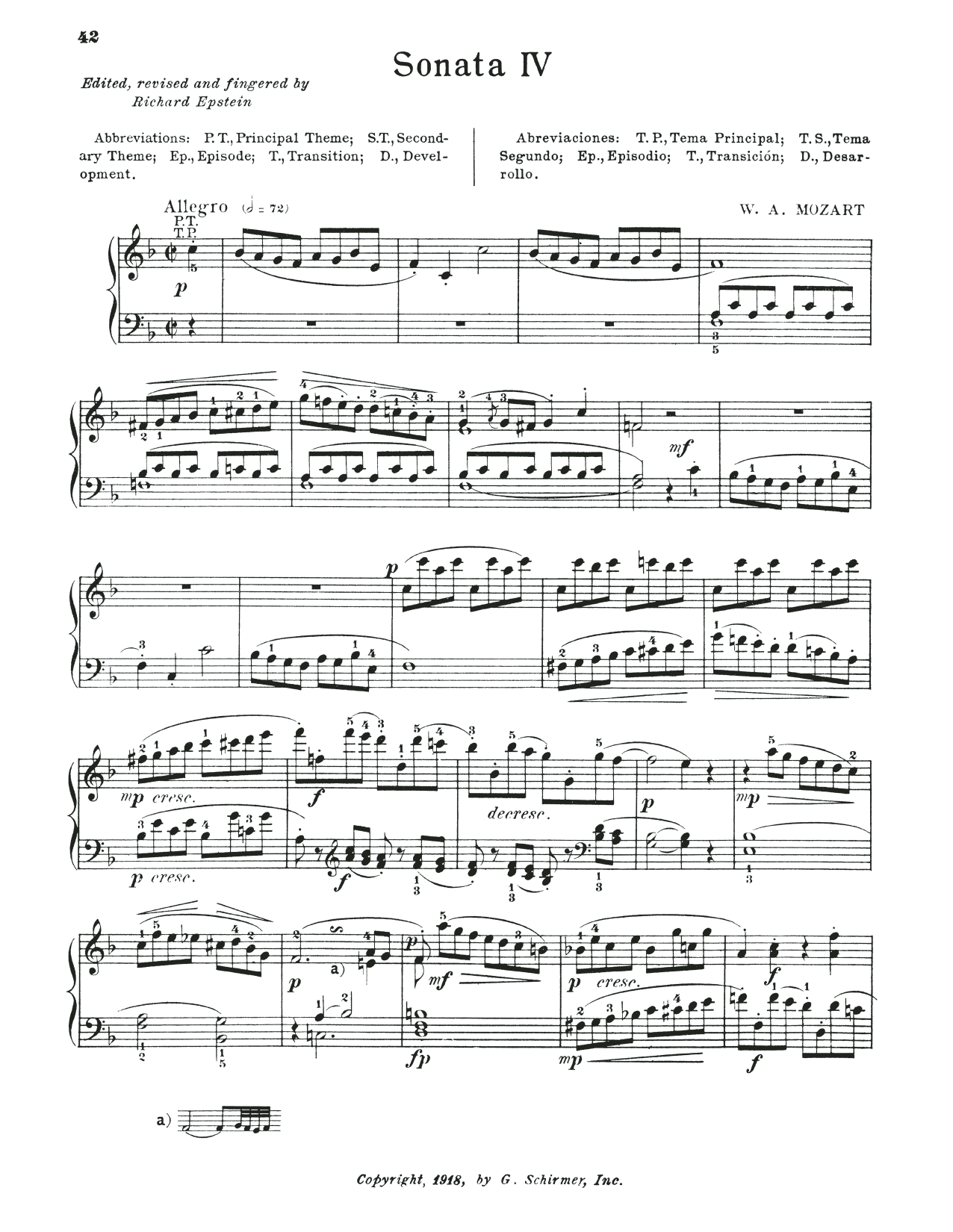 Wolfgang Amadeus Mozart Sonata In F Major, K. 533 sheet music notes and chords arranged for Piano Solo