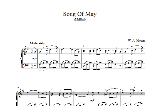 Wolfgang Amadeus Mozart Song Of May sheet music notes and chords arranged for Piano Solo