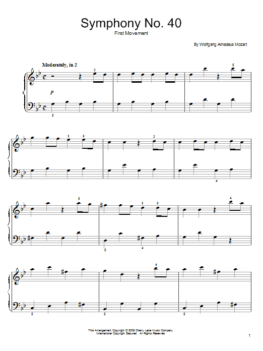 Wolfgang Amadeus Mozart Symphony No. 40 In G Minor, First Movement Excerpt sheet music notes and chords arranged for Tenor Sax Solo